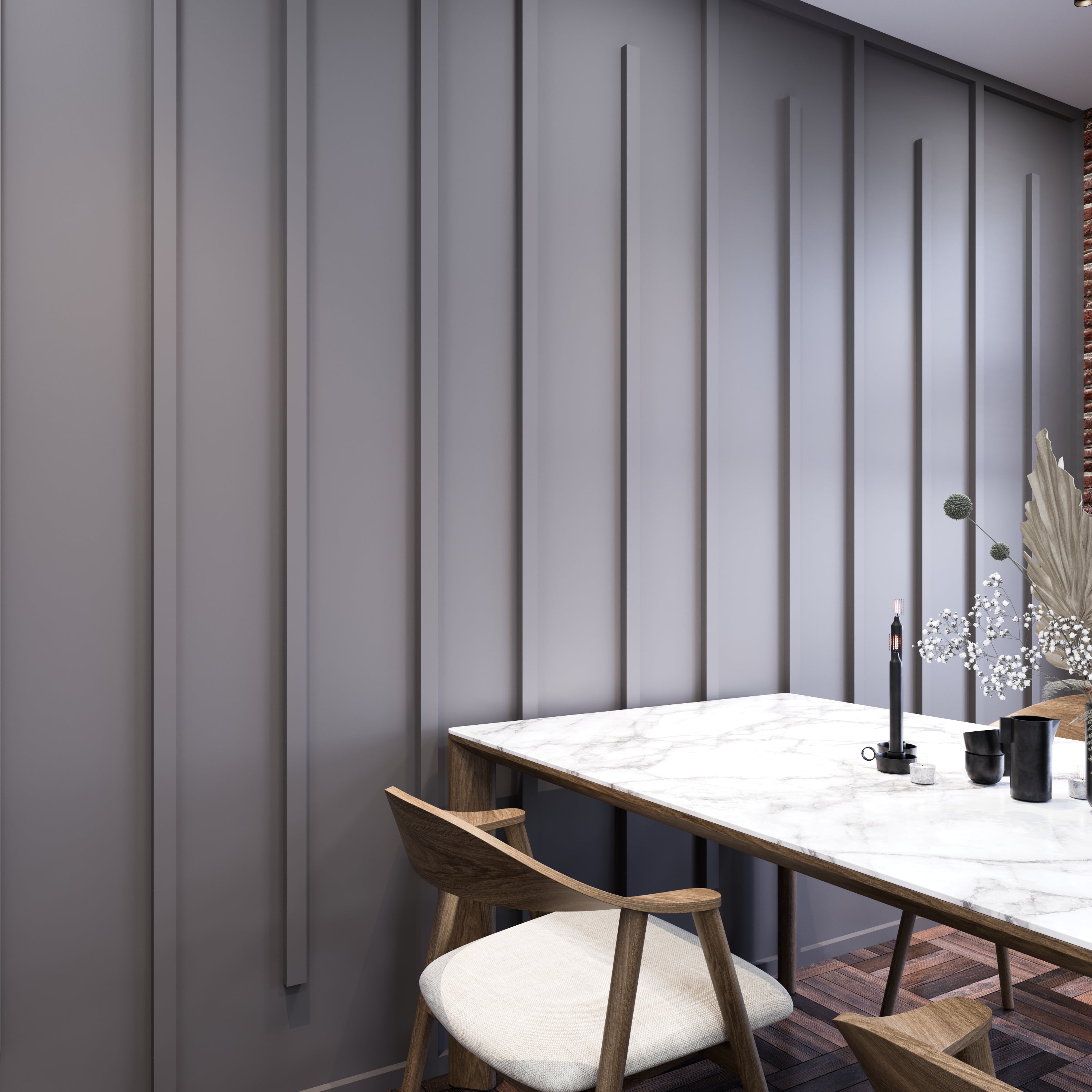 Pre-Cut Flat Wall Molding Kit for Living Areas | Factory Primed & Ready to Paint