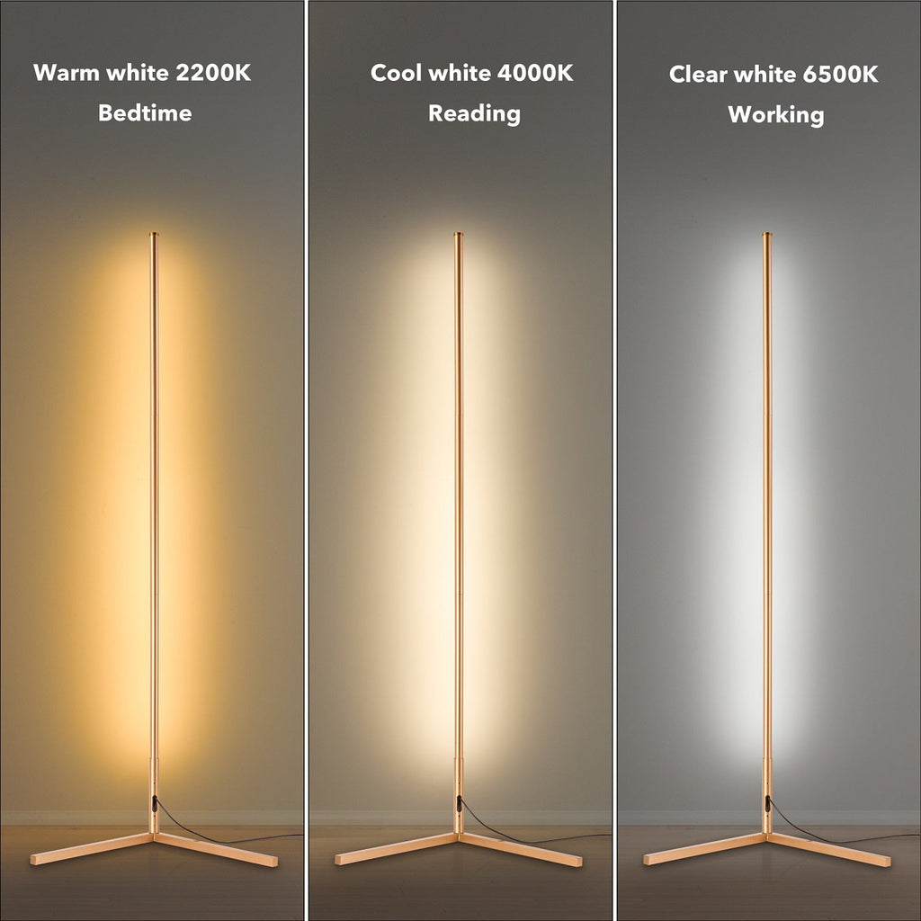 55" RGBCW Corner Floor Lamp-Black/Gold/White