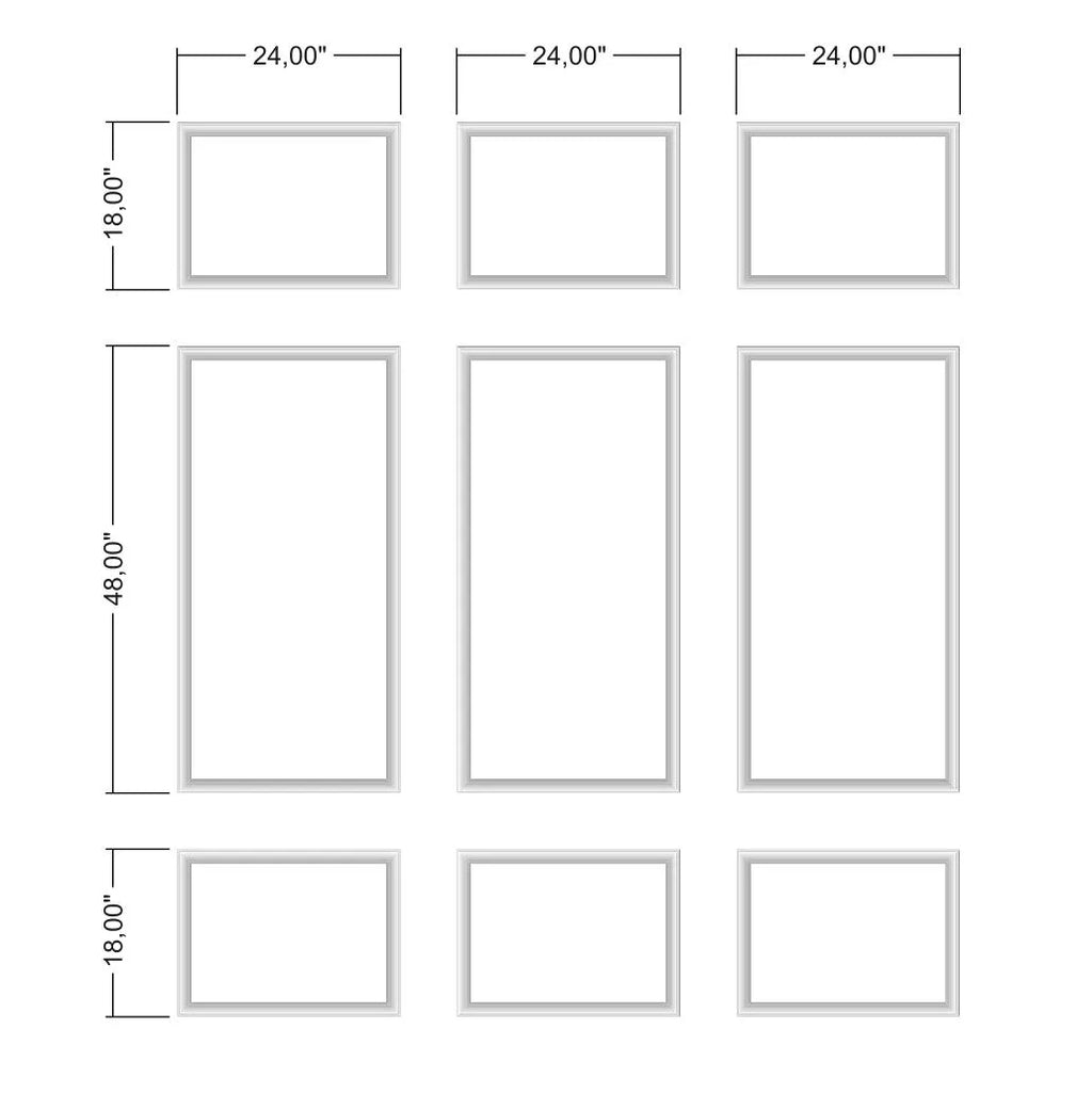 Peel and Stick Wall Molding Kit - 3 Upper, 3 Middle, and 3 Bottom Frames | Easy Installation