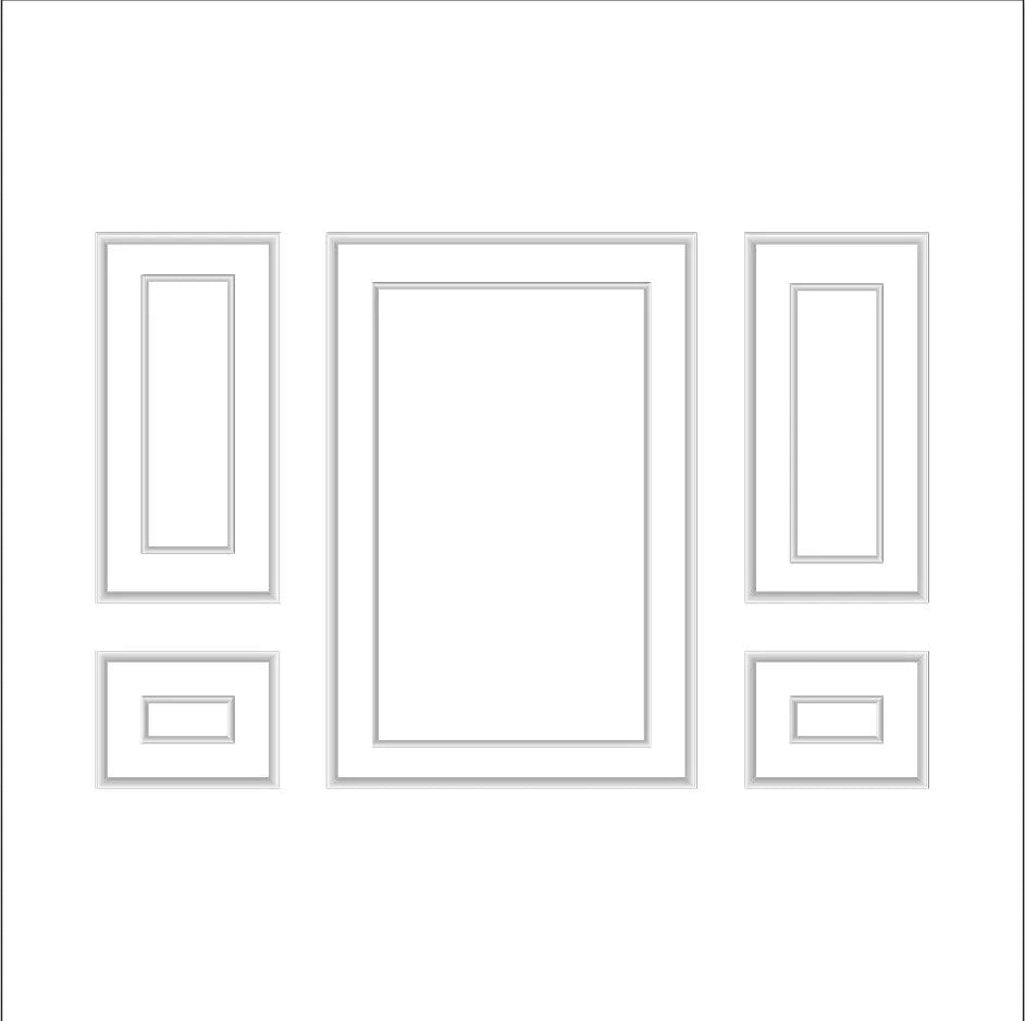 Accent Wall Molding Kit - 3 Upper and 2 Bottom Nested Frames | Pre-Cut & Primed